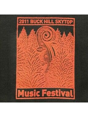 2011 Buck Hill Skytop Music Festival V-Neck T-Shirt Black Red Graphic Women XL